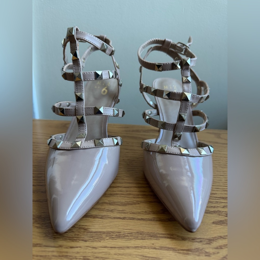 Mix No 6 Studded Taupe Strappy Heels